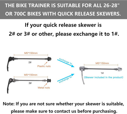 Indoor Bike Trainer Stand - Noise Reduction Magnetic Stand for 26-28 Inch & 700C Wheels -