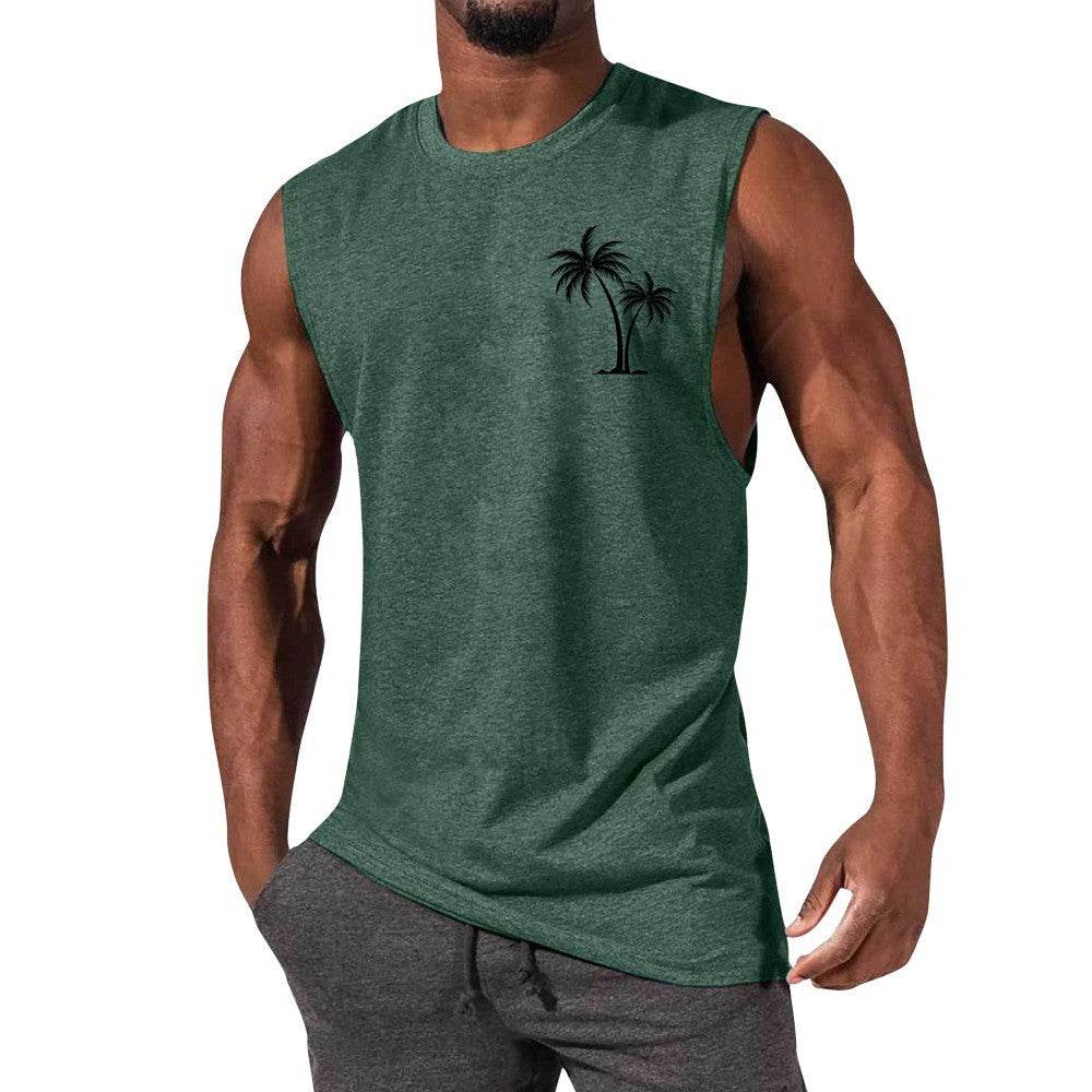 Coconut Tree Embroidery Vest - Summer Beach Tank Tops for Workout - HOPE Athlete Apparel and Wellness
