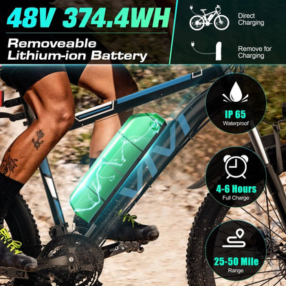 Electric Bike 26" Adult Electric Mountain Bike 48V 500W Hardtail Electric Commuter Bike 21 Speed with Cruise Control up to 19.8MPH, UL2849 Certified -
