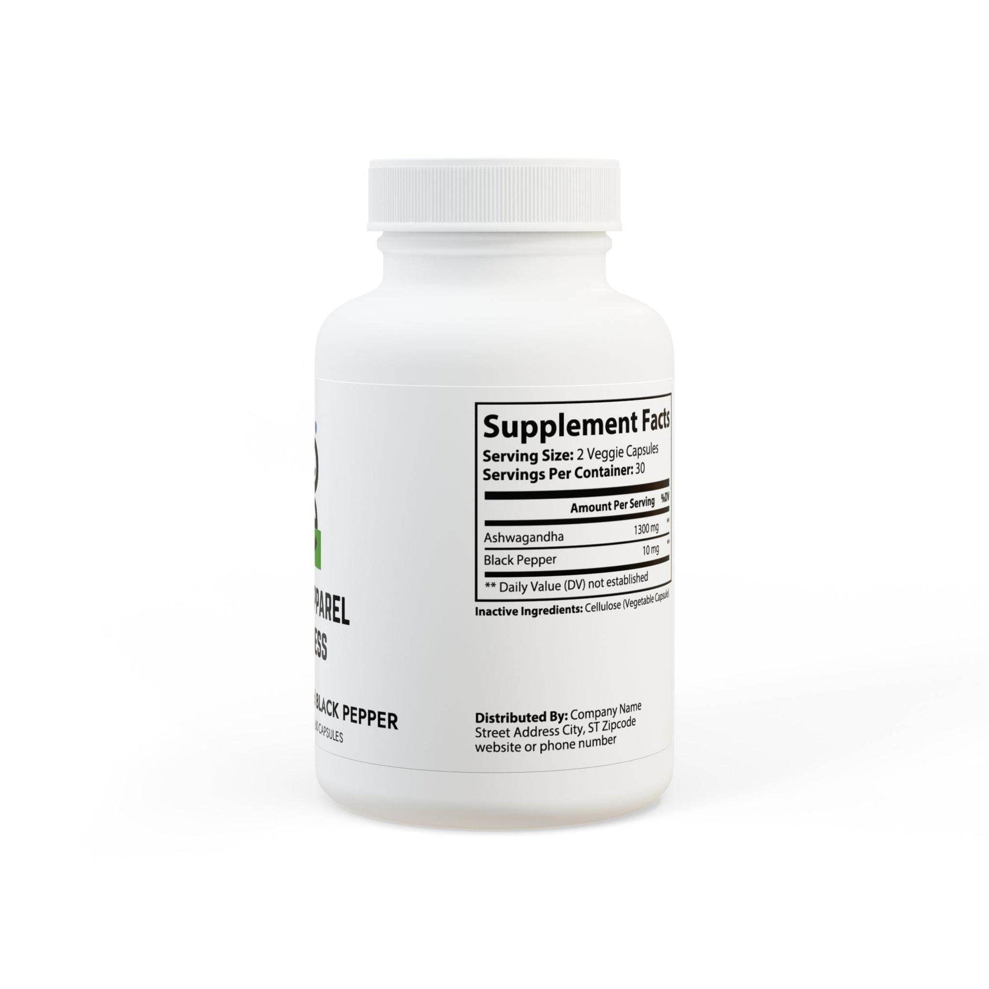Ashwagandha Black Pepper Capsules - 60 Count Supplement for Stress Relief and Wellness - HOPE Athlete Apparel & Wellness 