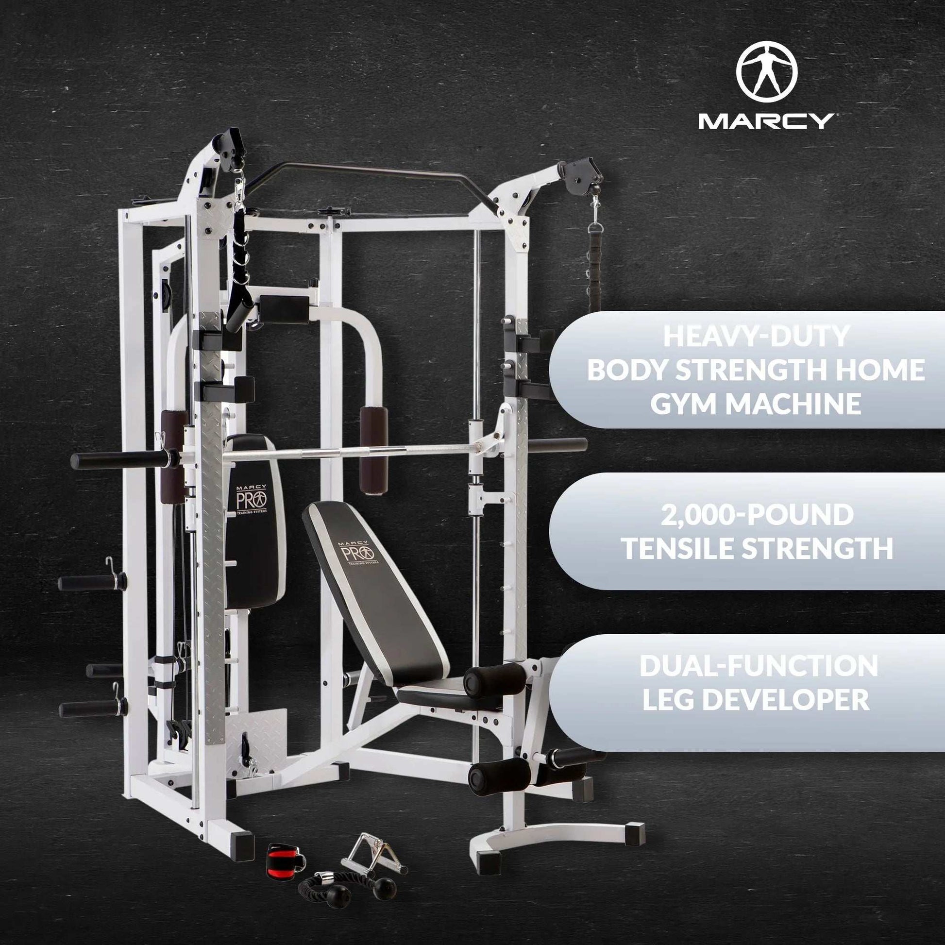 Combo All-in-One Home Gym Equipment for Full Body Workout - White -