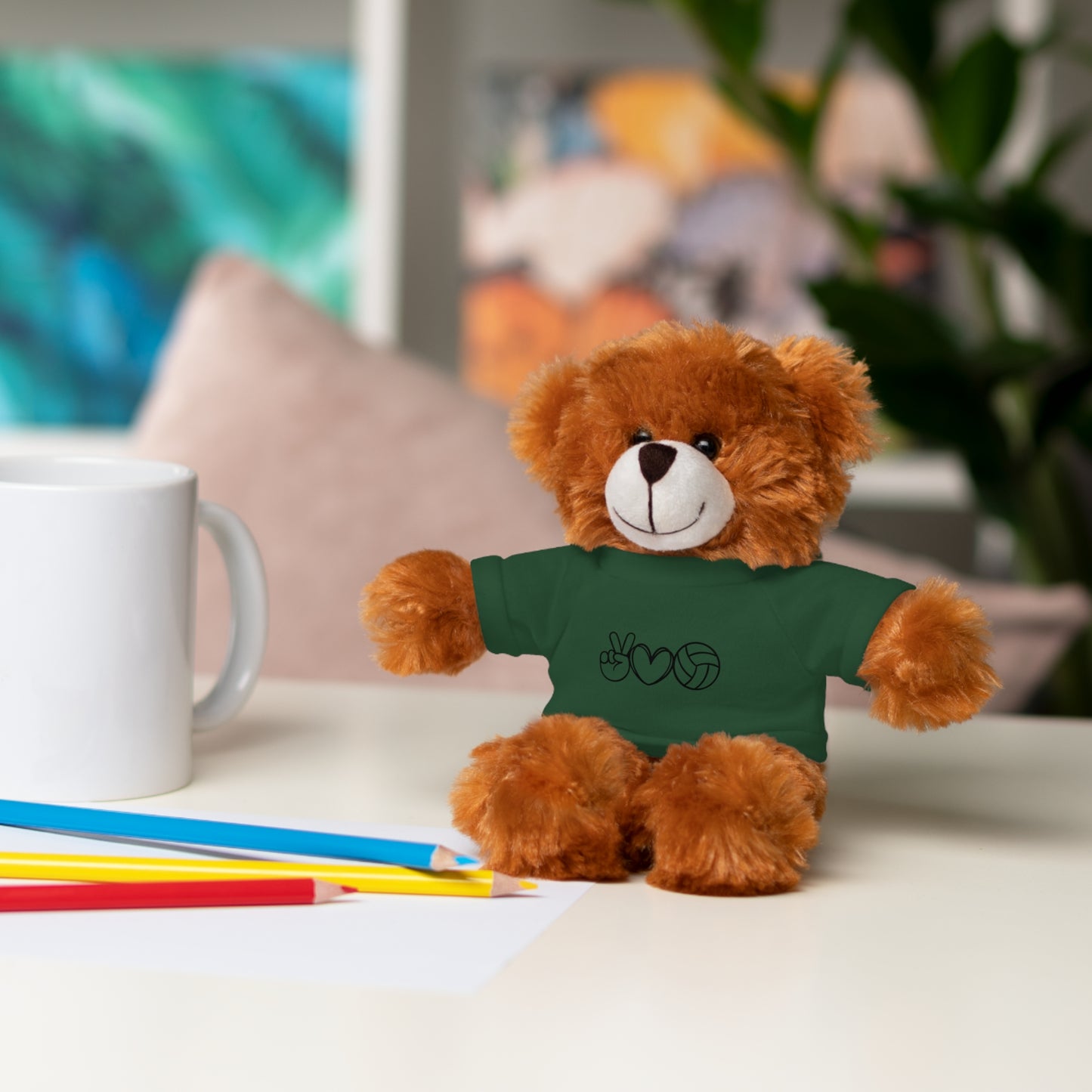Cute Volleyball Teddy Bear with Tee, Stuffed Animal Gift