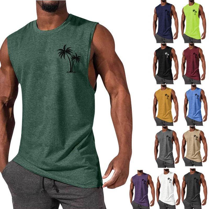 Coconut Tree Embroidery Vest - Summer Beach Tank Tops for Workout - HOPE Athlete Apparel and Wellness