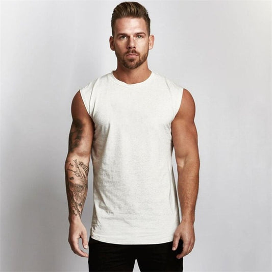 Men's Gym Tank Top - Cotton Sleeveless Fitness Shirt for Optimal Comfort -