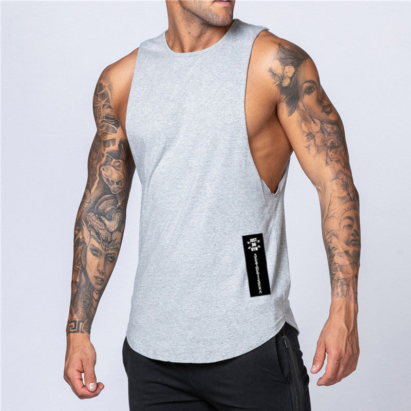 Printed bodybuilding fitness sleeveless vest