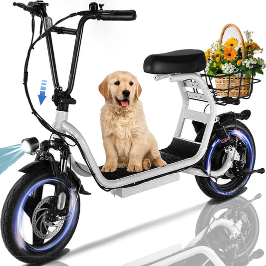 Peak 819W Electric Scooters for Adults, 25 Miles Range, 20MPH Top Speed, Foldable Electric Scooter with Seat, Dual Shock Absorbing Electric Bike for Commuting