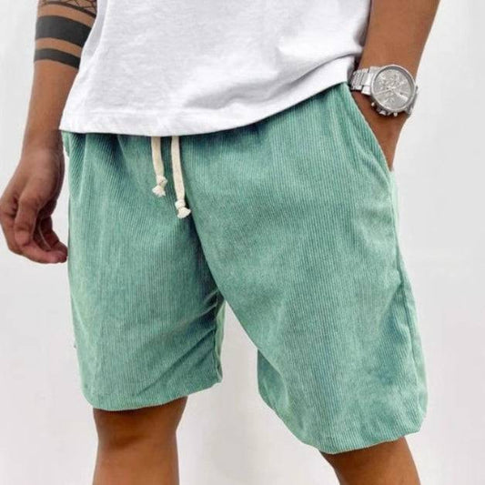Men's Shorts Corduroy Drawstring Casual Pockets Summer Pants -