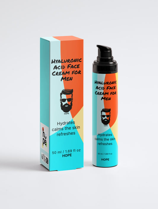 Hyaluronic Acid Face Cream for Men - Youthful Skin Hydration Formula -