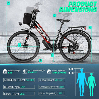 Electric Bike for Adults - 48V Electric Bicycle, 19.8Mph Cruiser Ebike -
