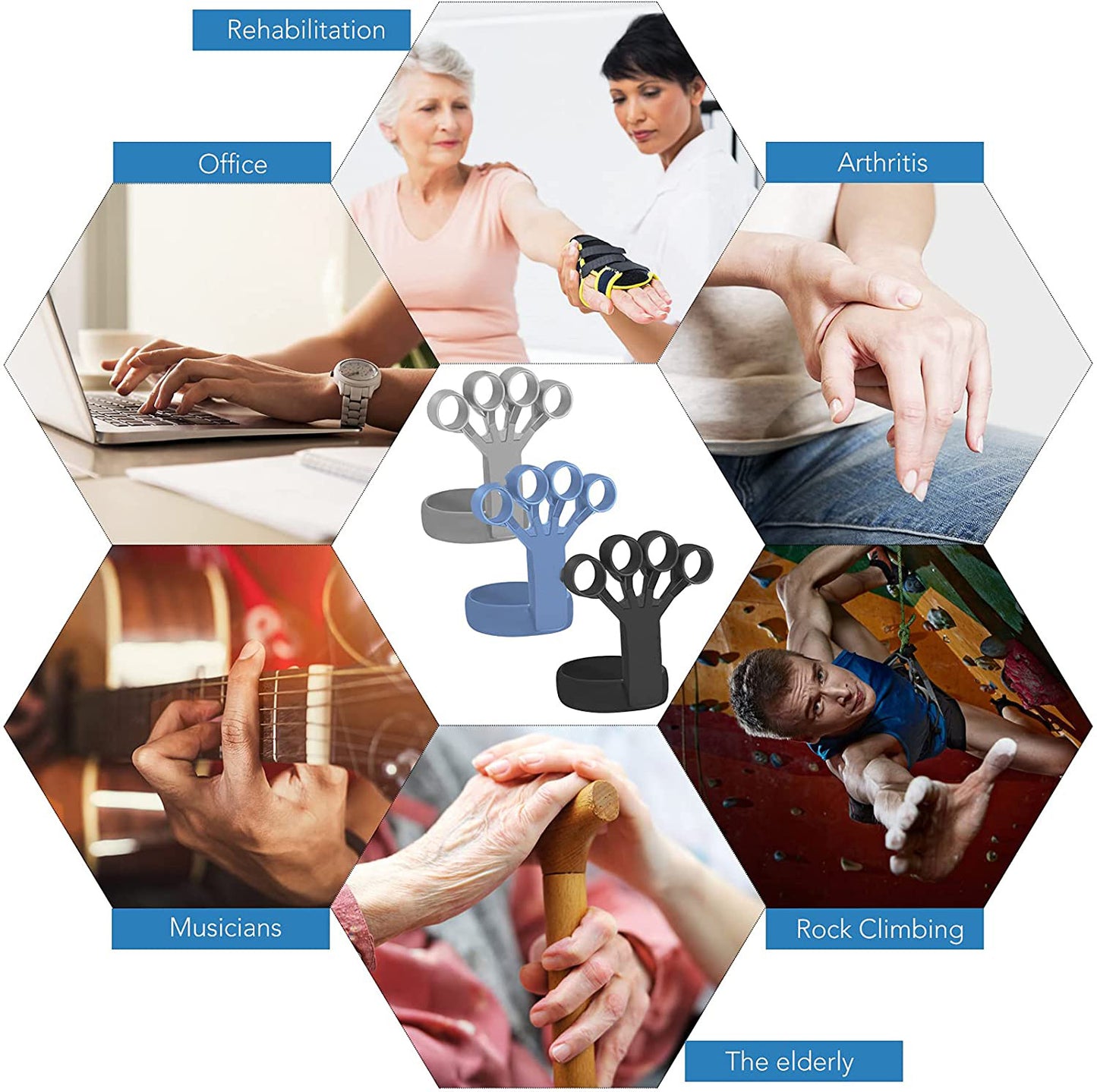 Silicone Grip Trainer - Finger Exercise Stretcher for Arthritis Relief