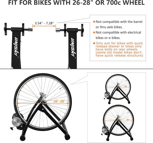 Bike Trainer Stand Indoor Bicycle Stand with Noise Reduction Magnetic Stationary Stand Fits for 26-28Inch, 700C Wheel