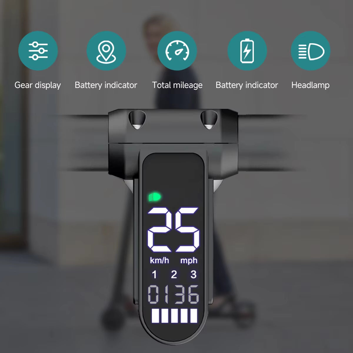Electric Scooter 36V 10.4Ah 15.5Mph Escooter Anti-Skid Folding Electric Scooter 15-21Miles Range Lightweight Electric Scooter