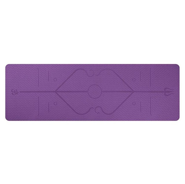 Non-Slip TPE Yoga Mat with Position Lines - Perfect for Beginners