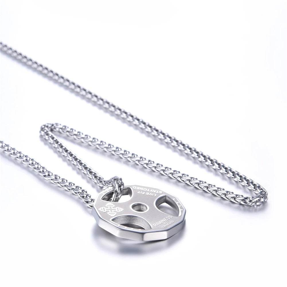 U7 Sport Jewelry Stainless Steel Men Fitness Barbell Gym Necklace - HOPE Athlete Apparel & Wellness 