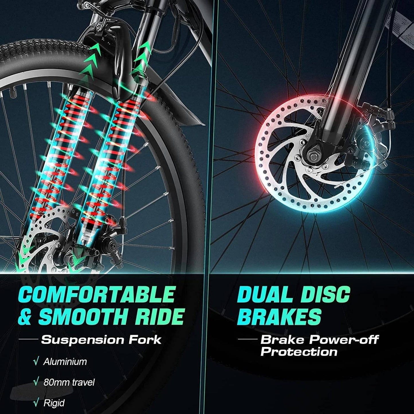 Electric Bike 26" Adult Electric Mountain Bike 48V 500W Hardtail Electric Commuter Bike 21 Speed with Cruise Control up to 19.8MPH, UL2849 Certified -