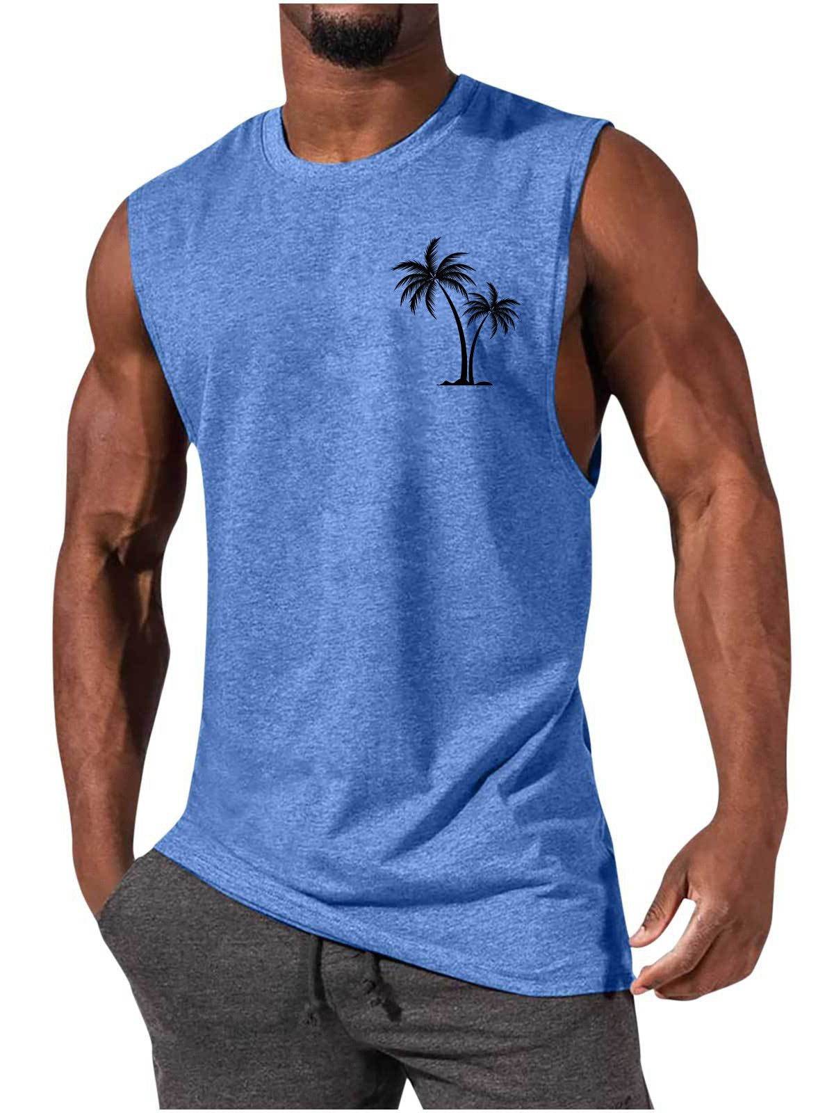 Coconut Tree Embroidery Vest - Summer Beach Tank Tops for Workout - HOPE Athlete Apparel and Wellness