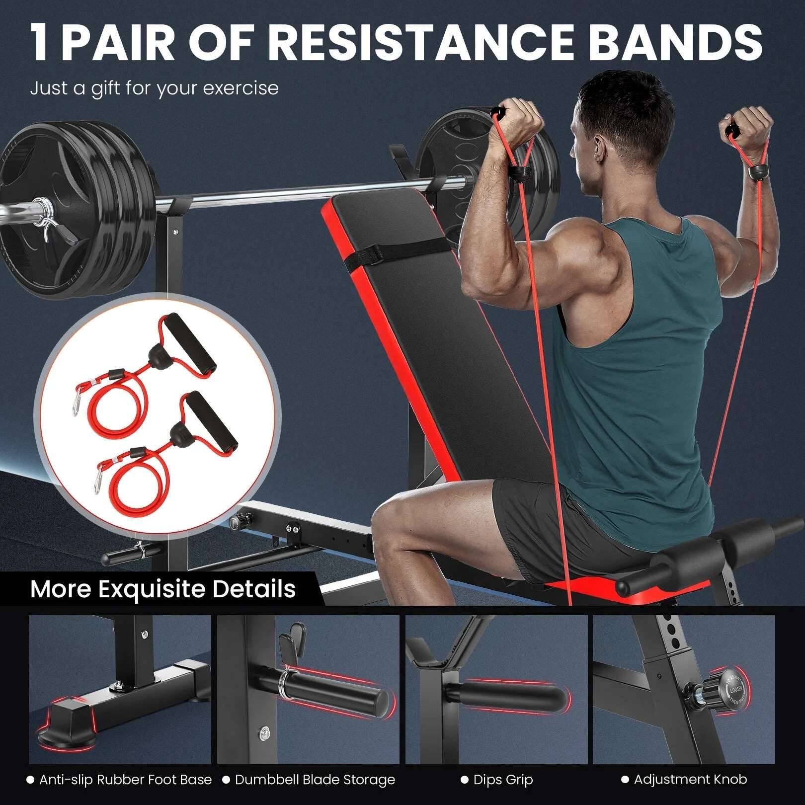 Adjustable Weight Bench Set - 6 in 1 Bench Press for Versatile Workout -
