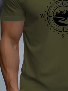 Compass Printed Men's T-Shirt - Short Sleeve