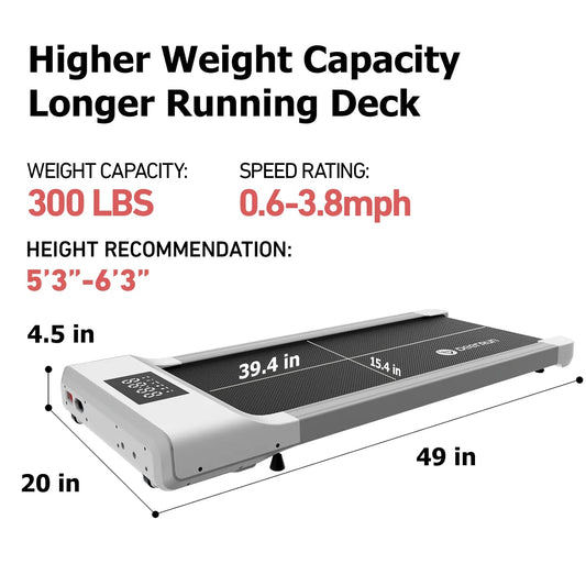 Classic Pro Walking Pad Treadmill 300Lbs Capacity & Longer Size with Remote Control - Deerrun Q1 Walking Pad -