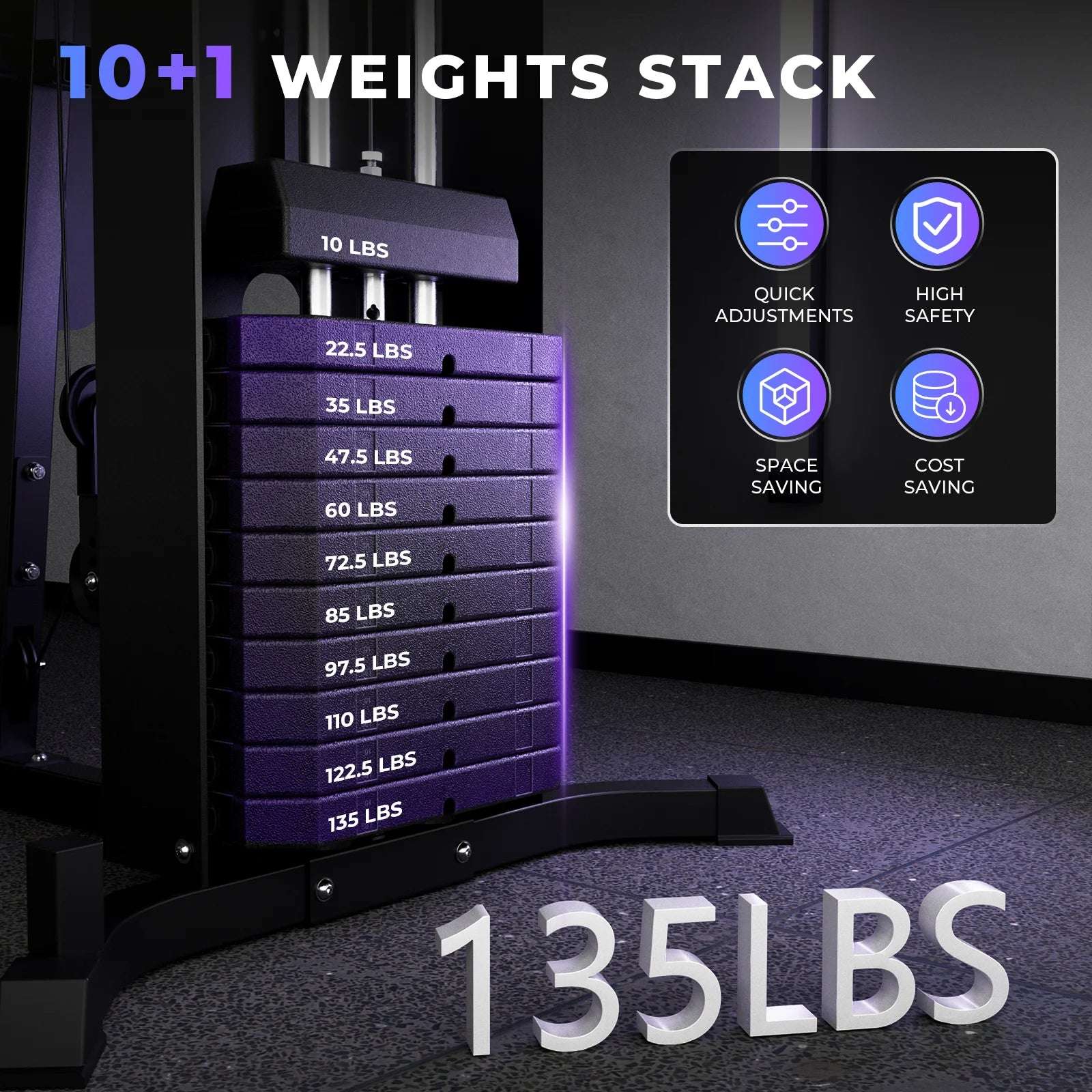 Home Gym Workout Station for Full Body Weight Cable Training -