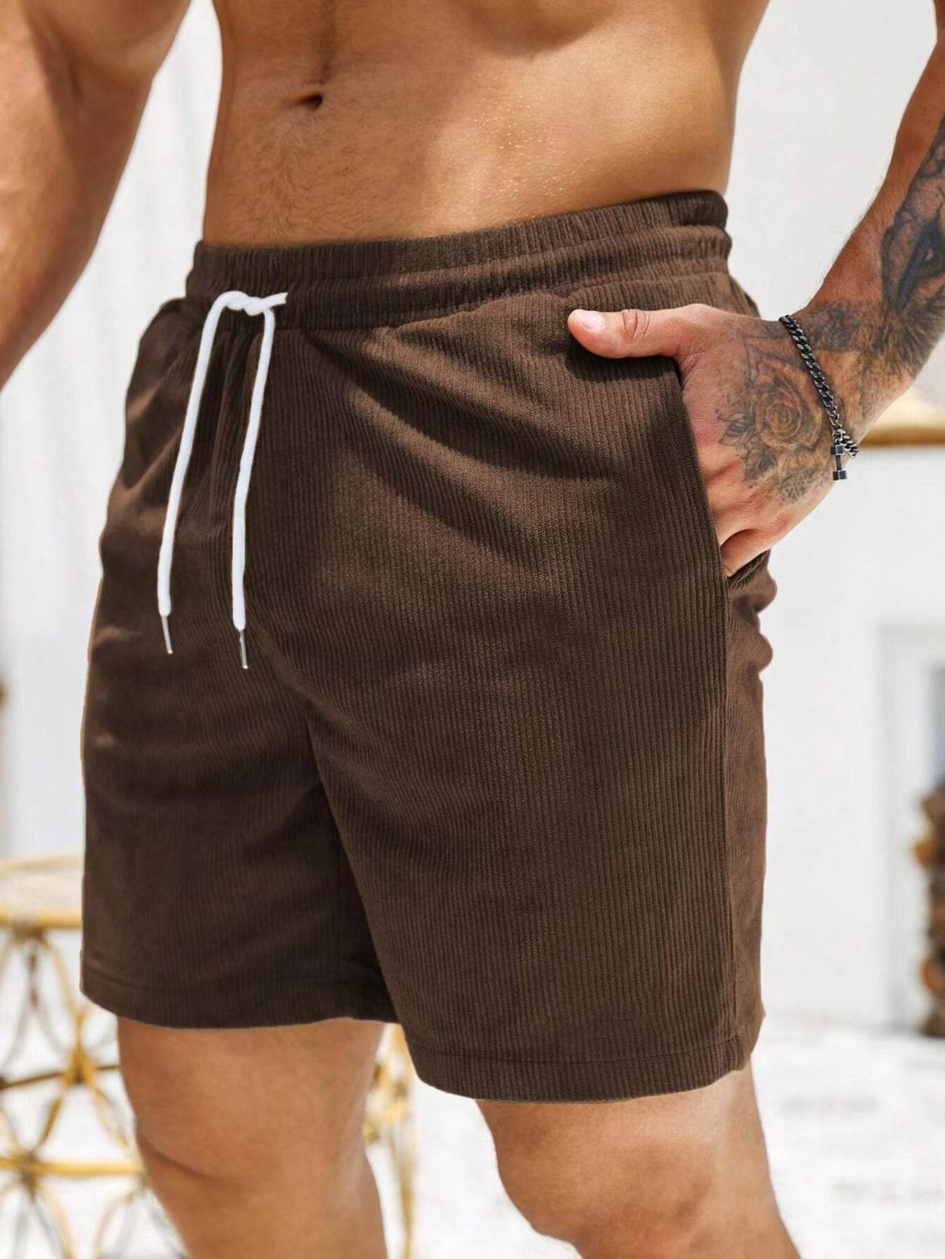 Pure Color Tied Sports Pants Corduroy Simple - HOPE Athlete Apparel & Wellness 