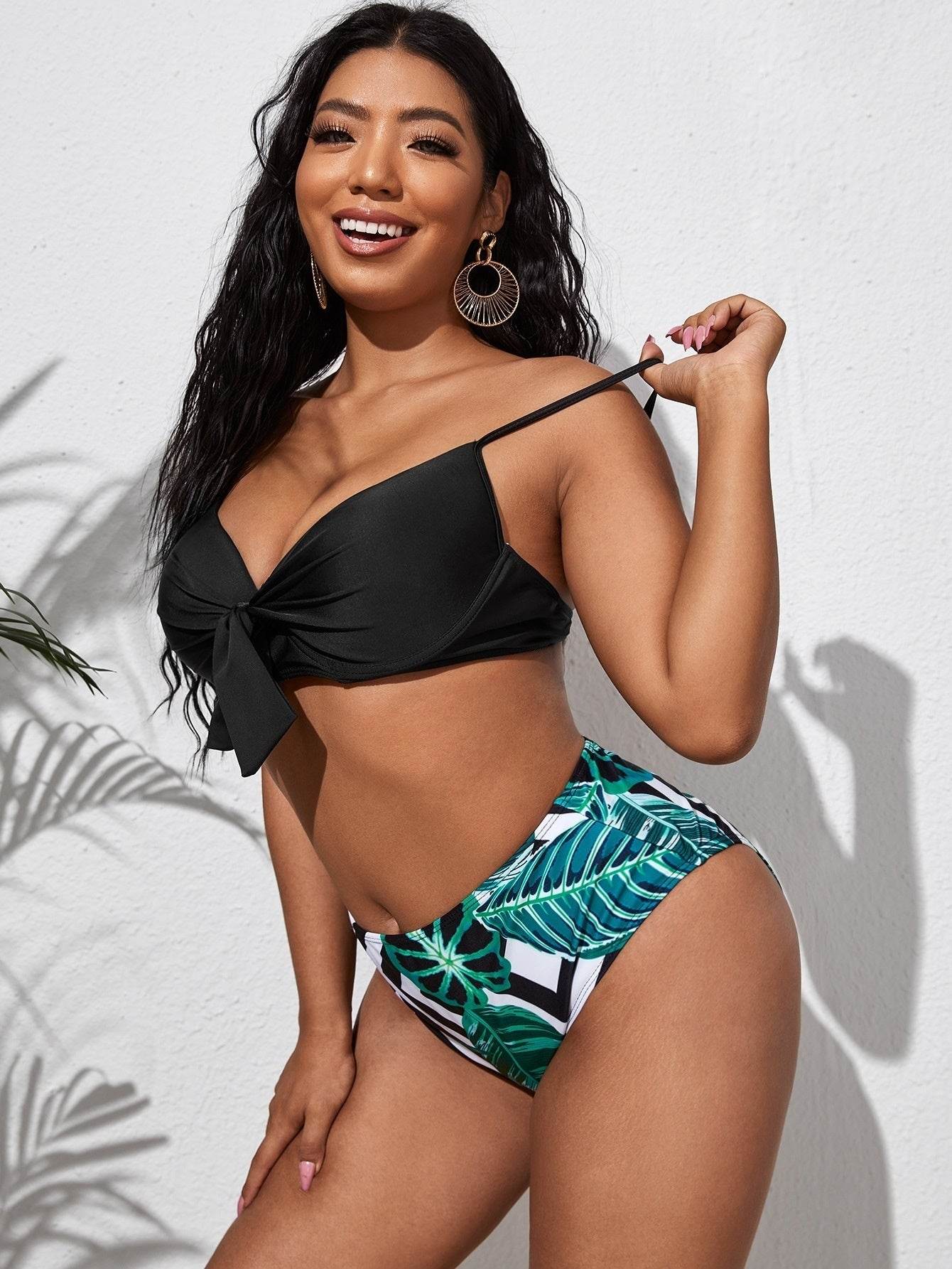 Busty Gathering Fashion Printed Swimsuit
