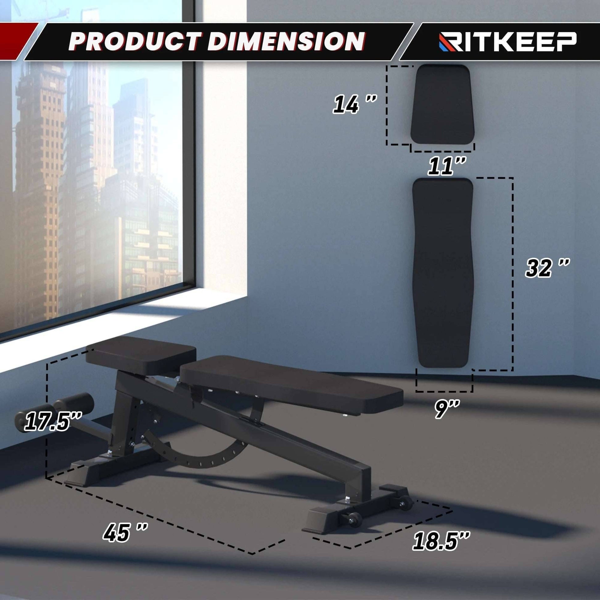 Foldable Adjustable Weight Bench with Leg Attachment for Versatile Workouts -