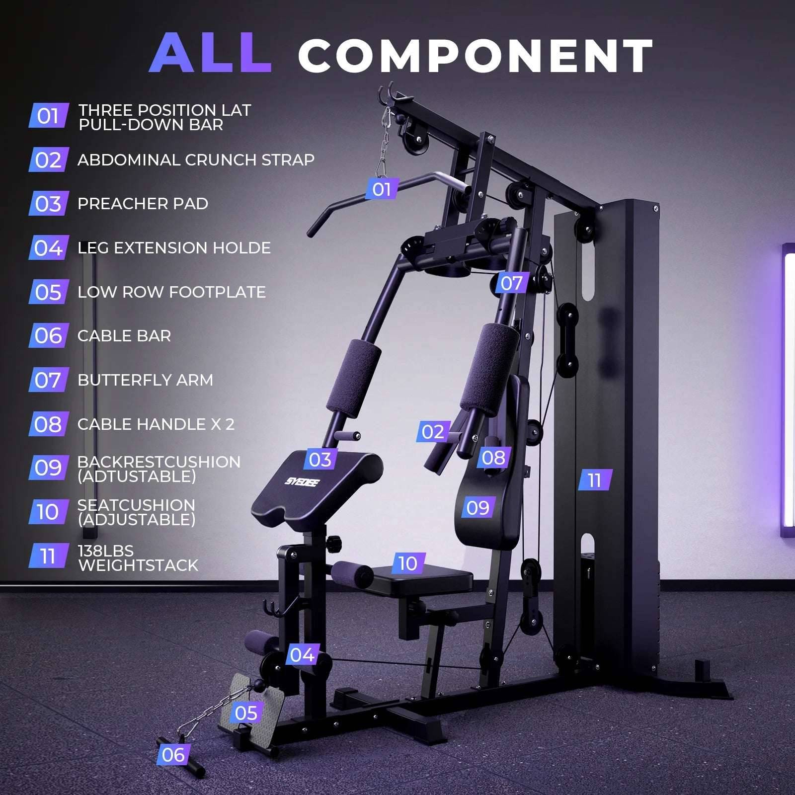 Home Gym Workout Station for Full Body Weight Cable Training -
