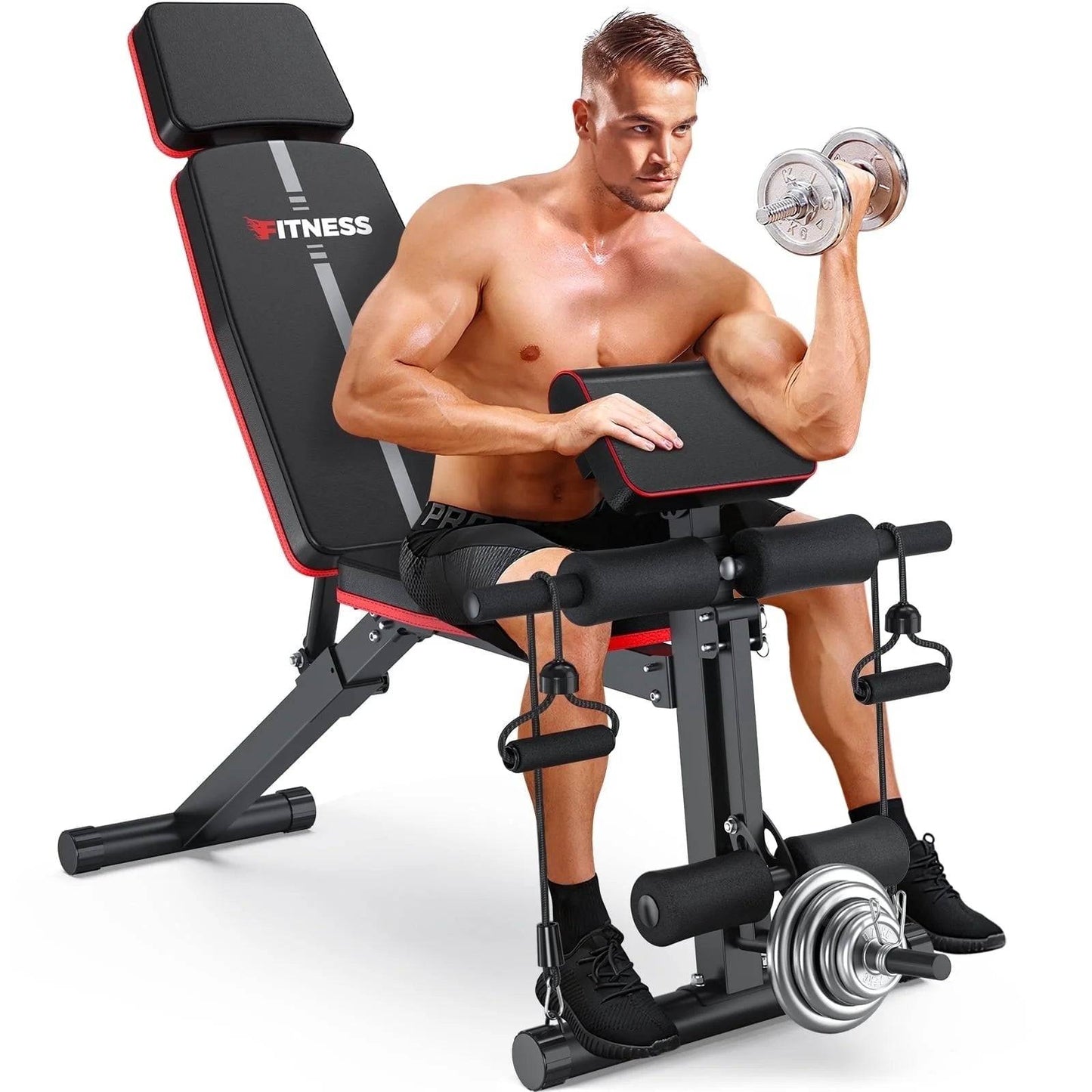 Foldable Weight Bench with 7 Adjustable Positions for Home Gym -