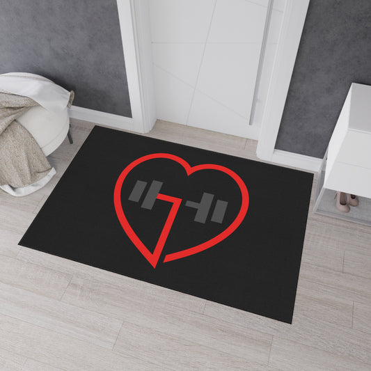 Heart Shape Weightlifting Floor Mat, Gym Decor, Exercise Area Rug, Fitness Floor Covering
