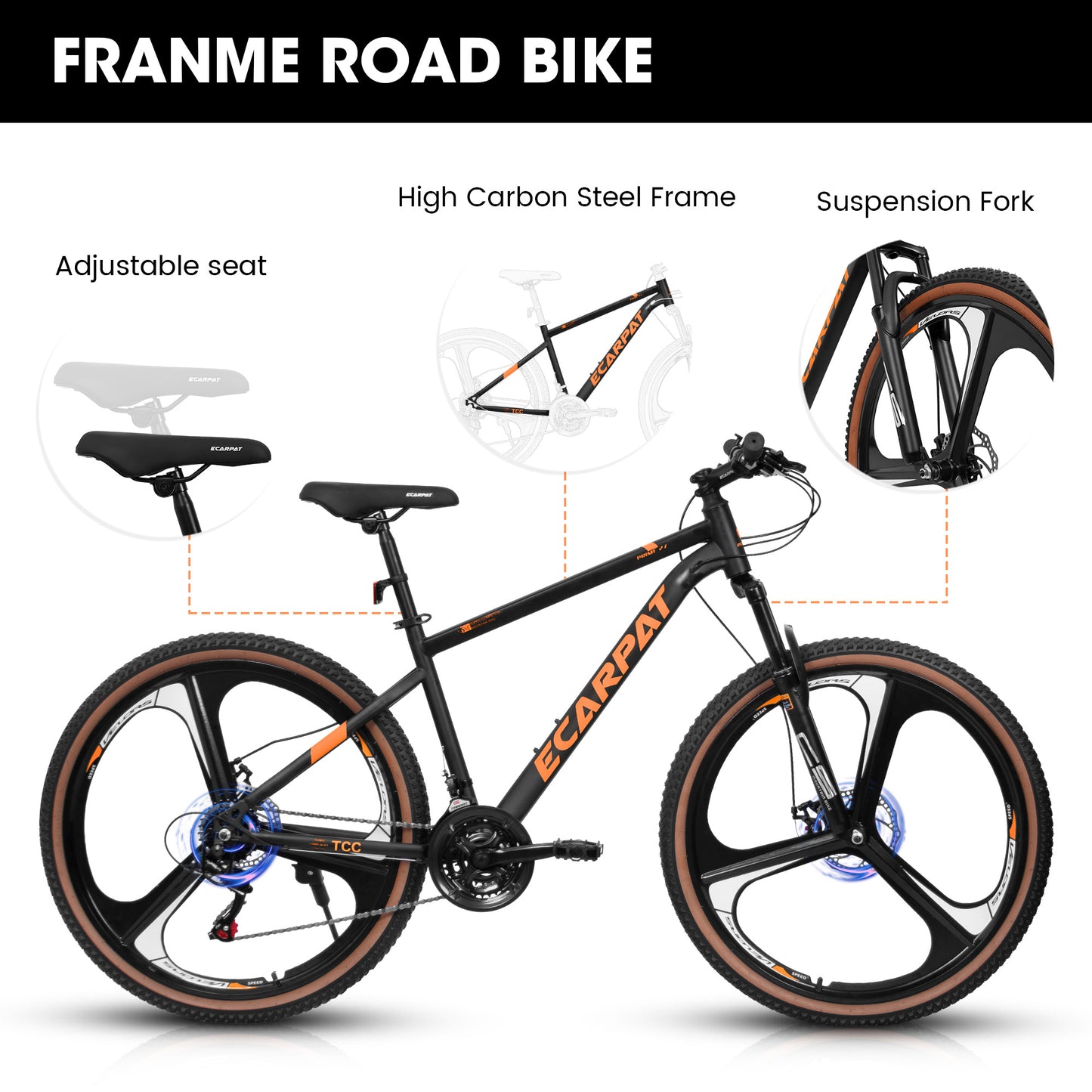 27.5" Mountain Bike - 21-Speed Dual Disc Brake Road Bicycle