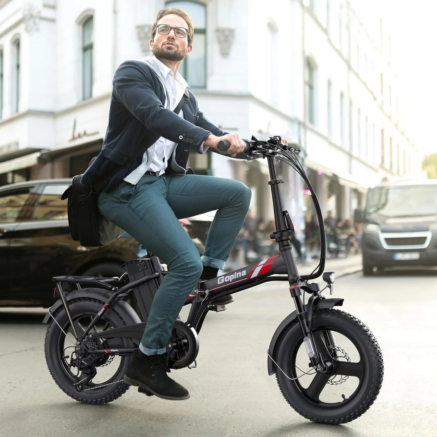 Electric Bike 16" X 3.0 Fat Tire Electric Bike 48V 350W Adult Folding Electric Bike 19.8MPH Urban Commuter Electric Bike with Smart LCD Display
