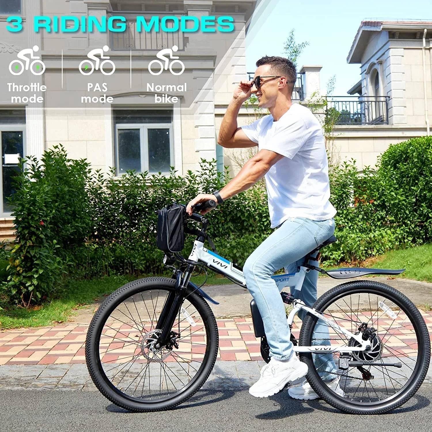 Electric Bike 26" Folding Electric Mountain Bike 26' for Commuting and Adventure -