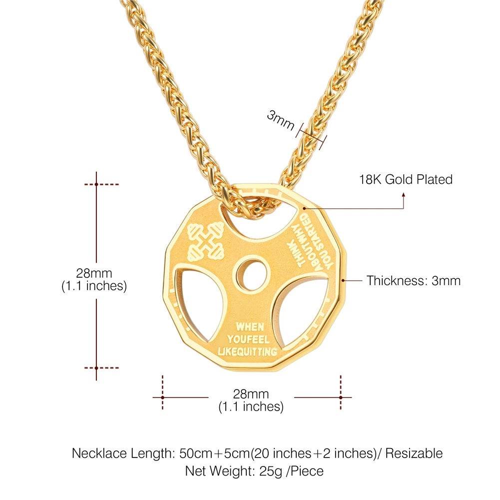 U7 Sport Jewelry Stainless Steel Men Fitness Barbell Gym Necklace - HOPE Athlete Apparel & Wellness 