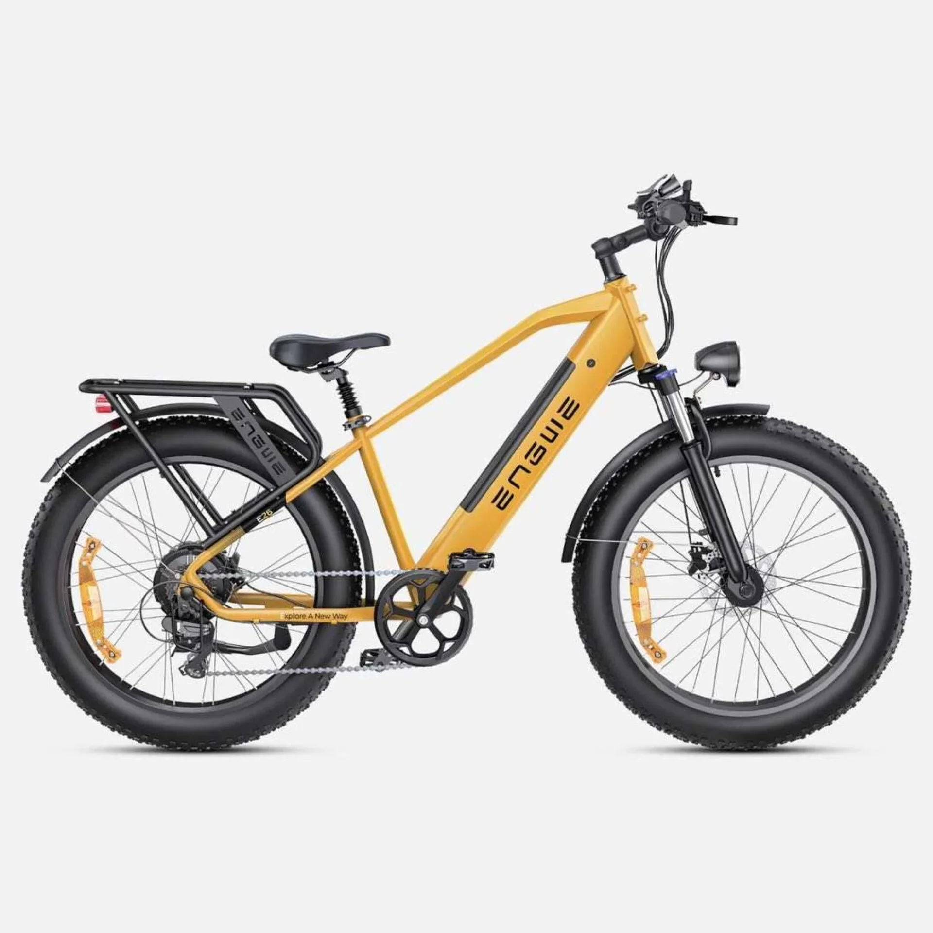 Electric Bike with Hydraulic Brakes and Rear Disc Brakes - Yellow -