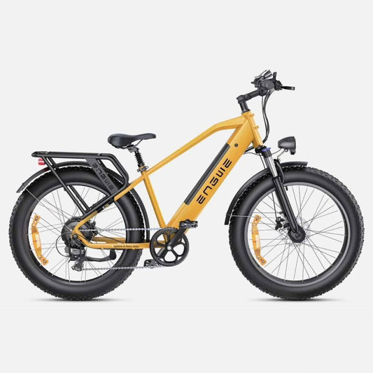 Electric Bike with Hydraulic Brakes and Rear Disc Brakes - Yellow -