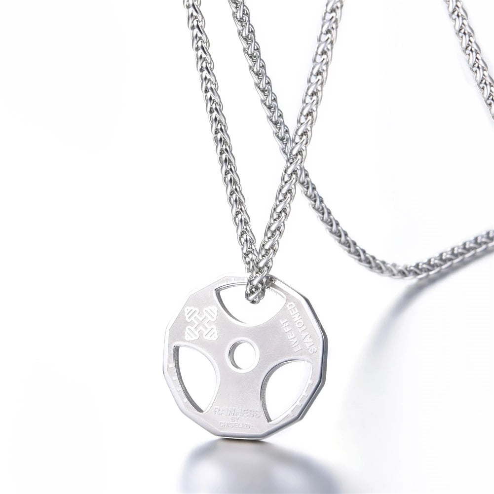 U7 Sport Jewelry Stainless Steel Men Fitness Barbell Gym Necklace