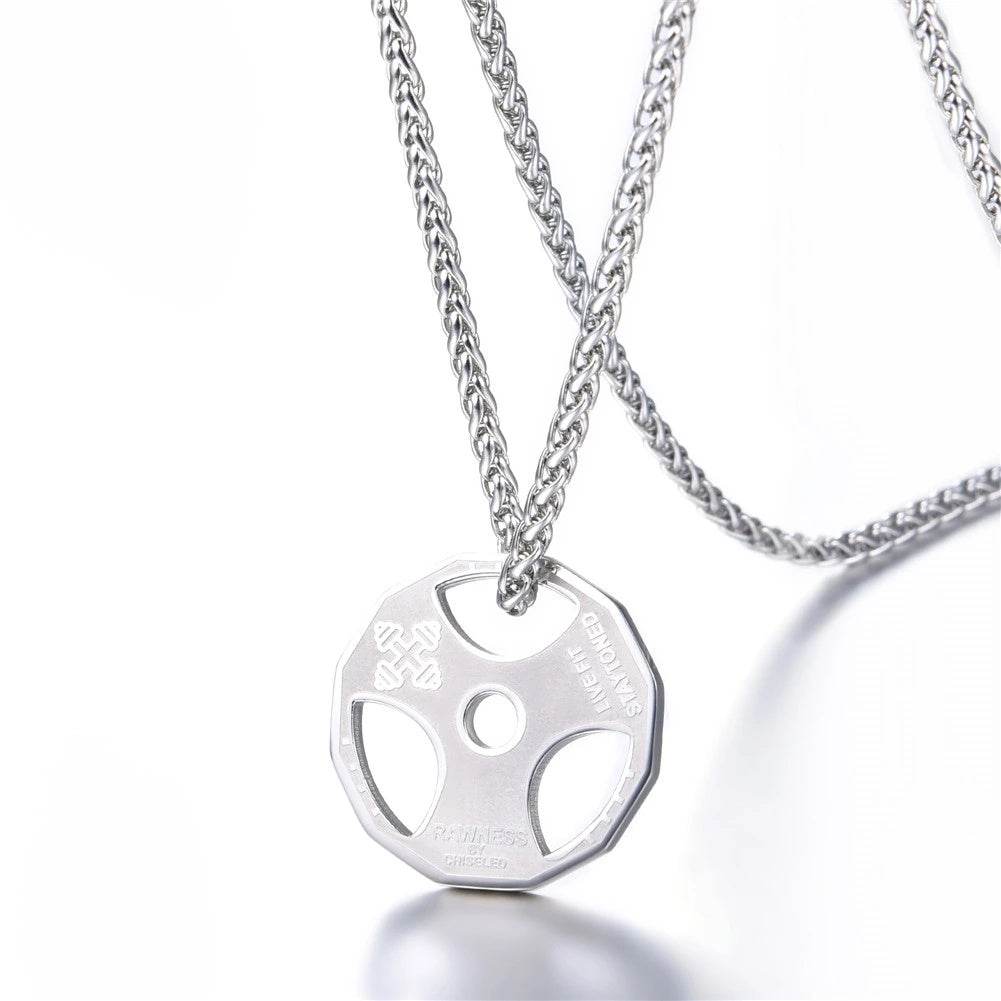 U7 Sport Jewelry Stainless Steel Men Fitness Barbell Gym Necklace - HOPE Athlete Apparel & Wellness 