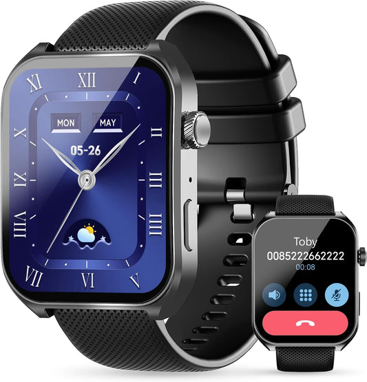 Smart Watches for Men (Answer/Make Calls),2.04" AMOLED Curved Display,140+ Sport Modes,Mens Fitness Watch for Android & Iphone,Mens Smart Watch with Heart Rate/Sleep/Spo2 Monitor,Ip68 Waterproof,Black
