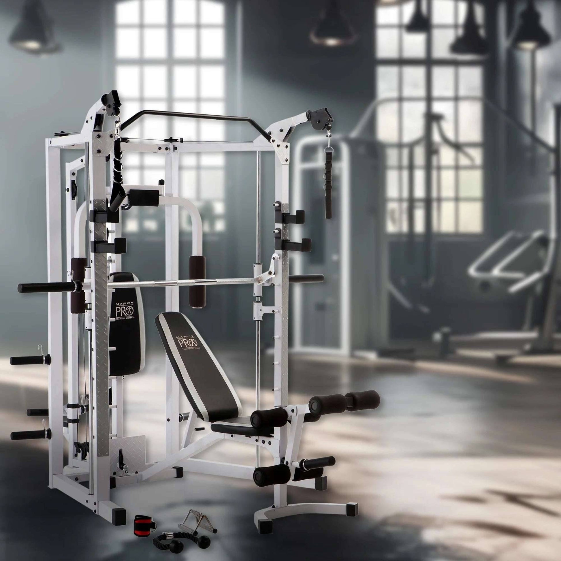 Combo All-in-One Home Gym Equipment for Full Body Workout - White -