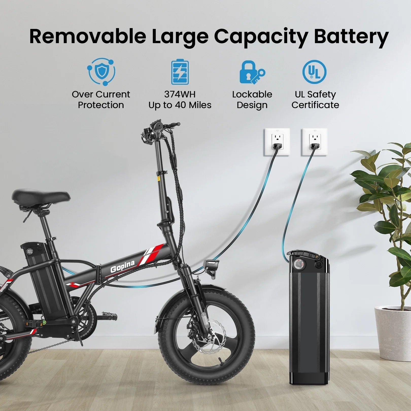 Electric Bike 16" X 3.0 Fat Tire Electric Bike 48V 350W Adult Folding Electric Bike 19.8MPH Urban Commuter Electric Bike with Smart LCD Display