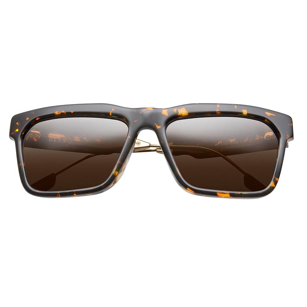 Deano Ambercomb Tortoise Sunglasses with Brushed Gold Bronze AR Lens -