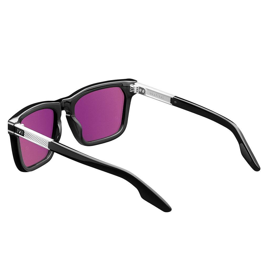 Gravitas Polished Black Sunglasses with Brushed Aluminum Frame and Grey AR Polarized Lens -