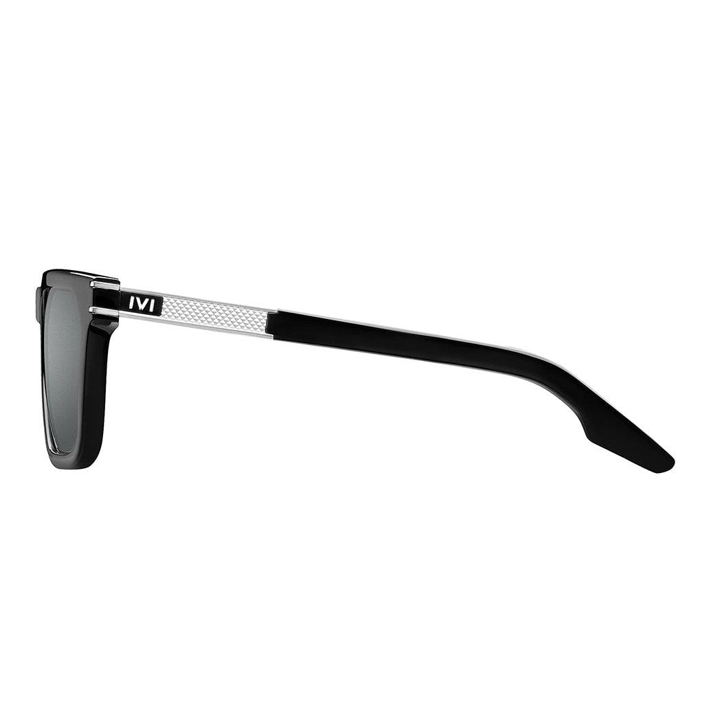 Gravitas Polished Black Sunglasses with Brushed Aluminum Frame and Grey AR Polarized Lens -