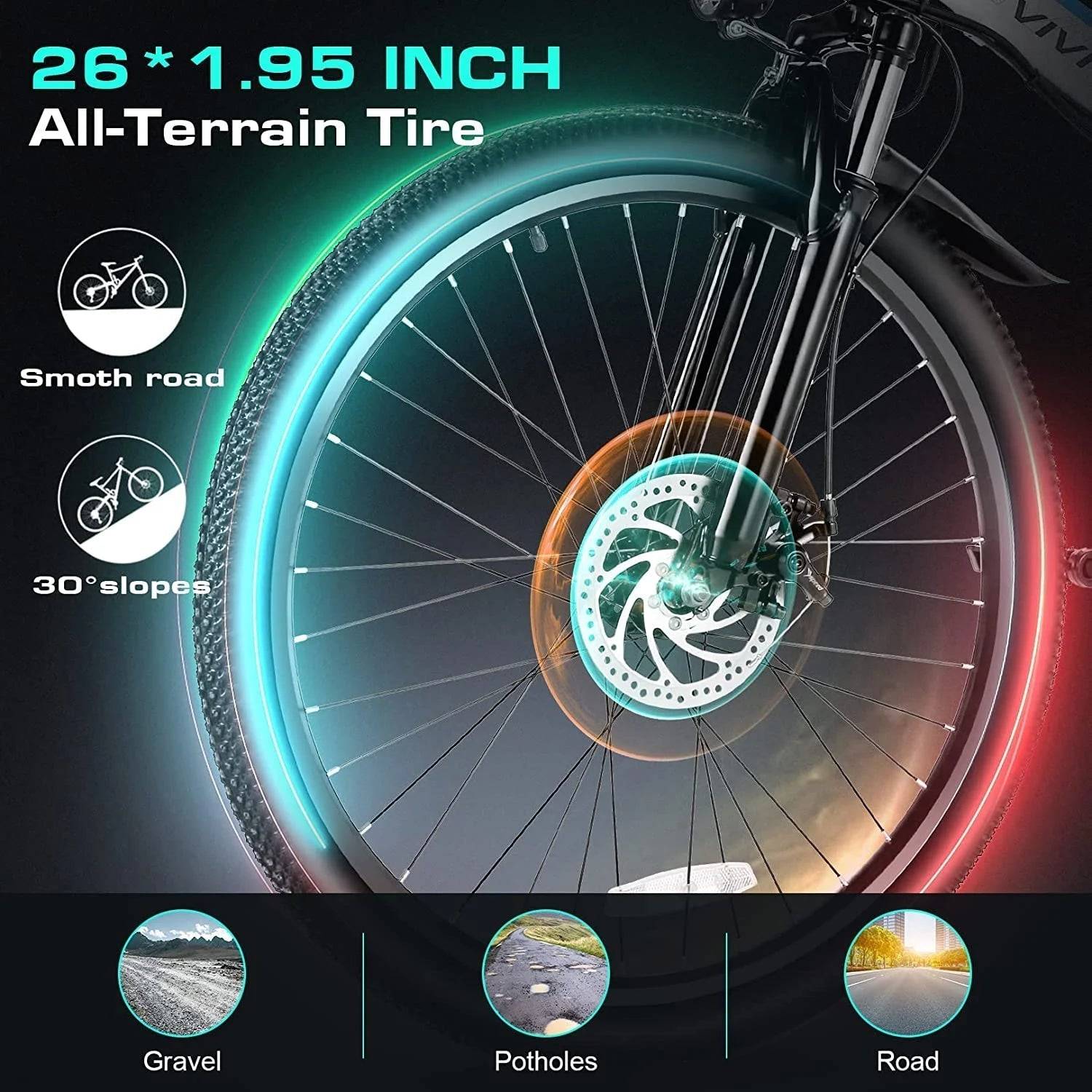 Electric Bike 26" Folding Electric Mountain Bike 26' for Commuting and Adventure -