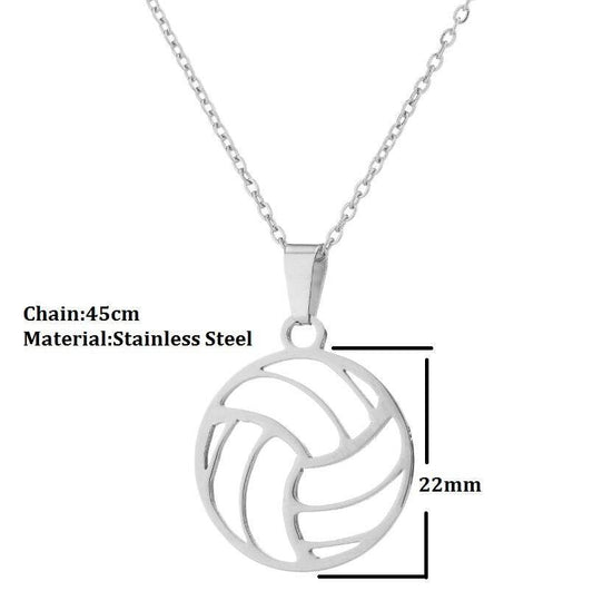 Volleyball Necklace Stainless Steel - Elegant Pendant Design for Sports Enthusiasts -