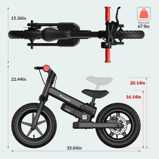 K9 Electric Bike for Kids, 150W Electric Balance Bike Ages 3-8 Years Old, 12" Pneumatic Tire with Dual Brake, 3 Speed Modes Kid Electric Motorcycle