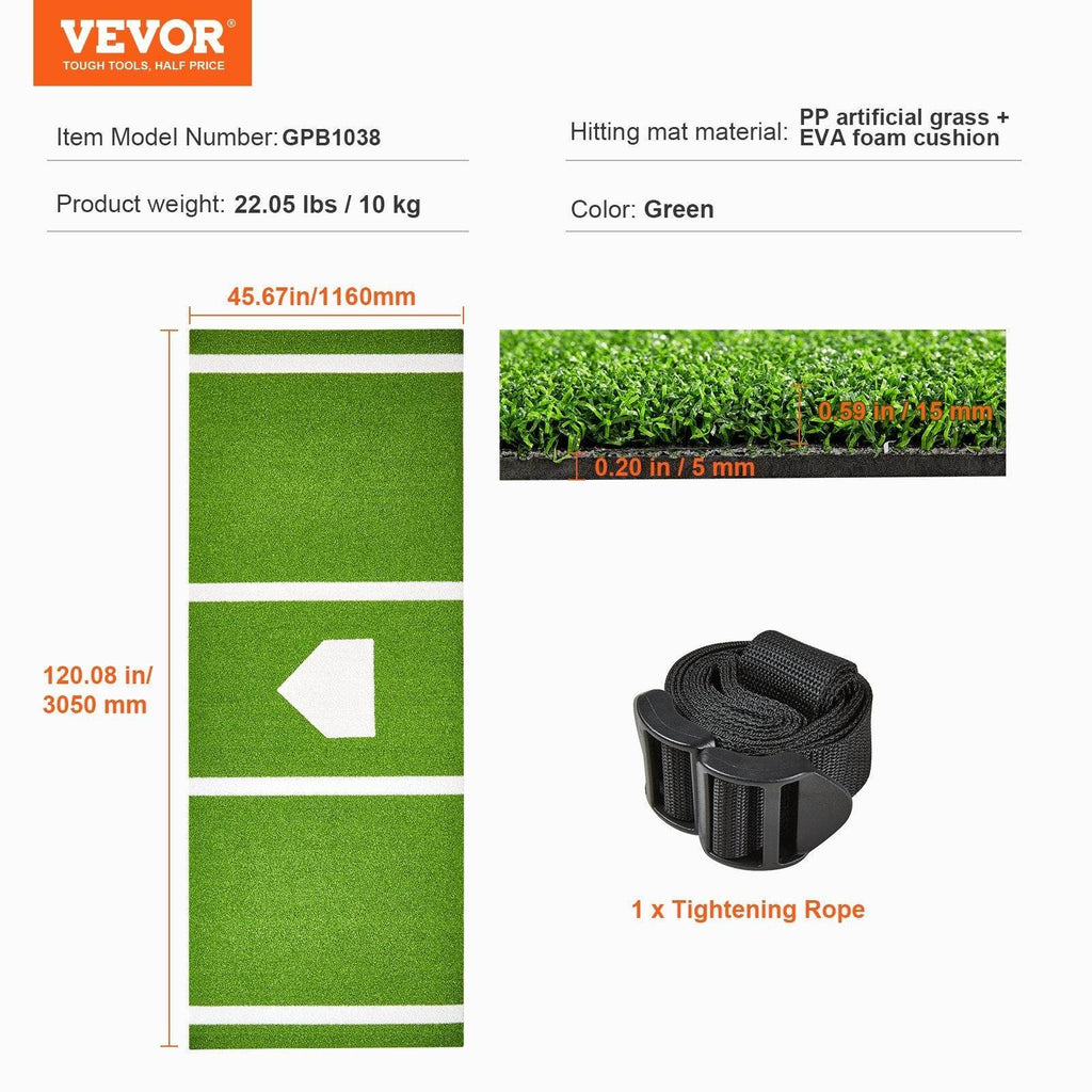 VEVOR Baseball & Softball Hitting Batting Mat - Indoor/Outdoor Training Aid - HOPE Athlete Apparel & Wellness 