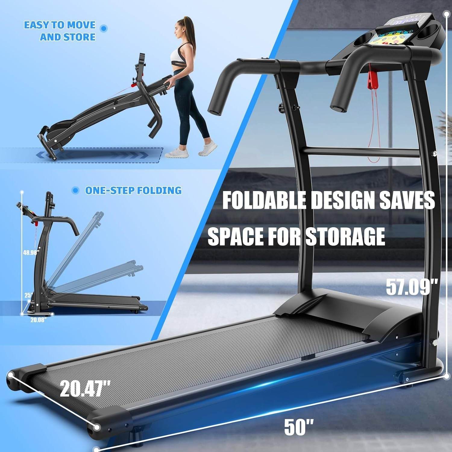 Foldable Treadmill with Heart Rate Sensor - 2.5HP Motor and 12 Preset Programs for Home Use  - HOPE Athlete Apparel and Wellness