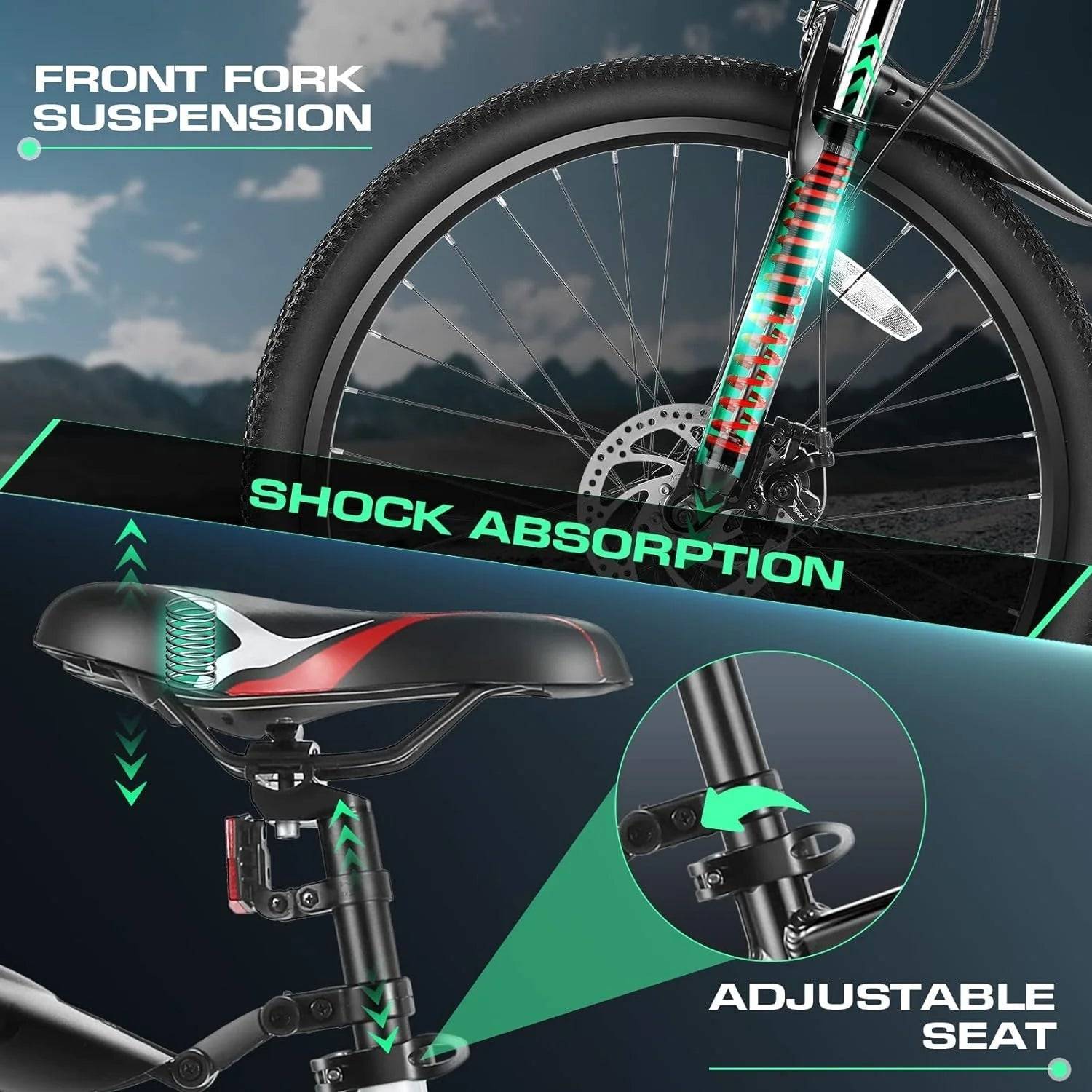 Electric Bike 26" Adult Electric Mountain Bike 48V 500W Hardtail Electric Commuter Bike 21 Speed with Cruise Control up to 19.8MPH, UL2849 Certified -